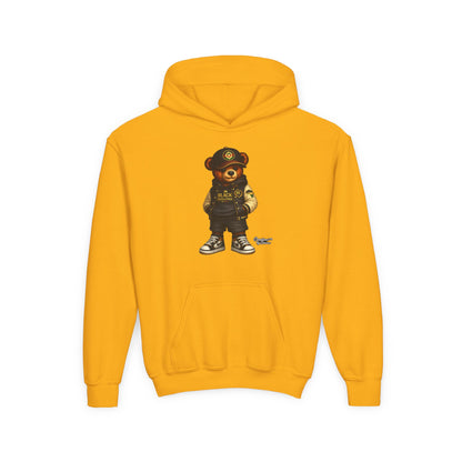 Youth Teddy Bear Hoodie — Cool Streetwear Bear Graphic Sweatshirt