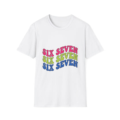 Six Seven Retro Graphic T-Shirt — Colorful 67 Repeat Design