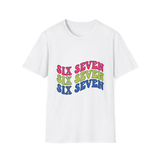 Six Seven Retro Graphic T-Shirt — Colorful 67 Repeat Design