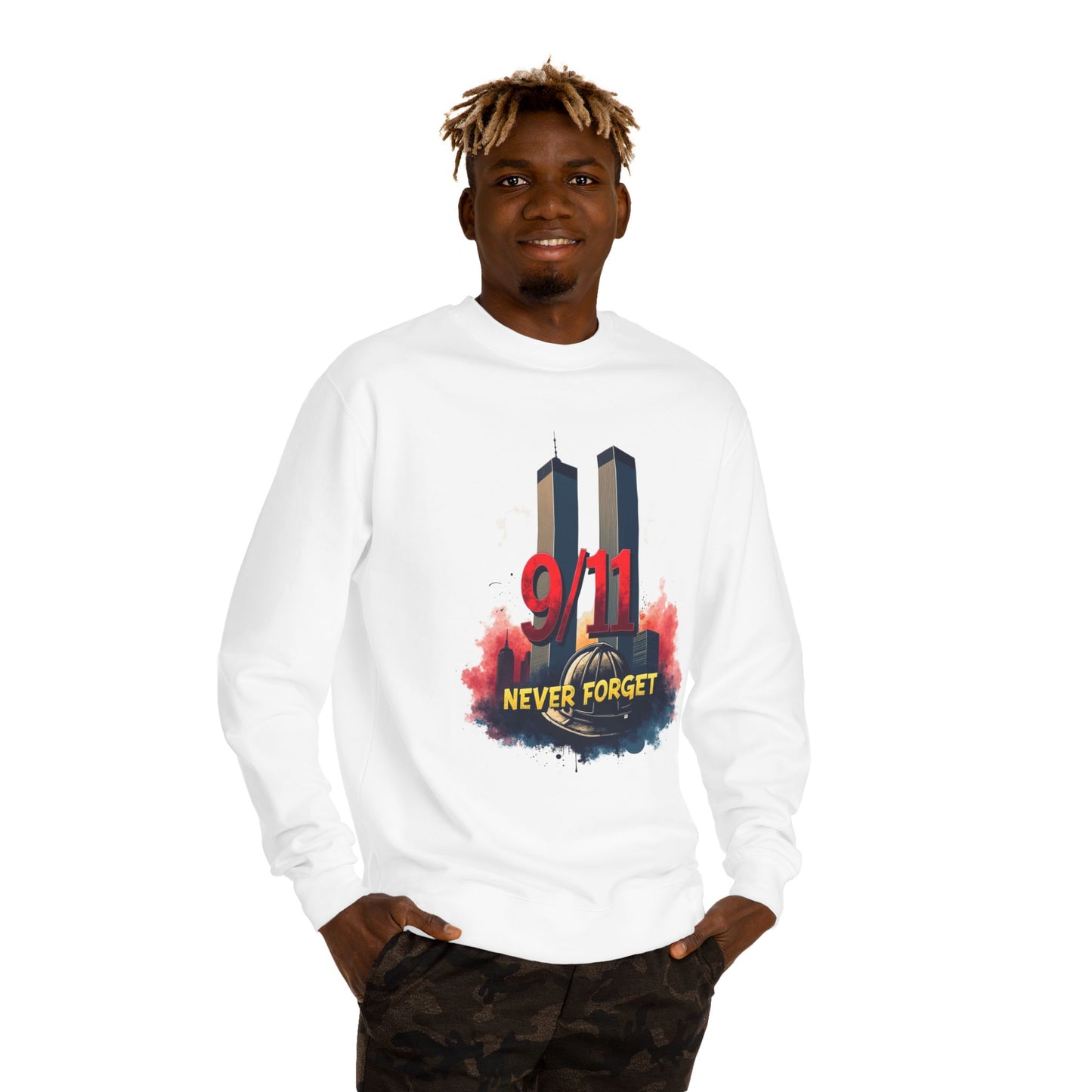 9/11 Never Forget Sweatshirt — Twin Towers Memorial Crewneck