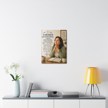Stretched Canvas — "Chosen Generation" Inspirational Scripture Wall Art (1 Peter 2:9)