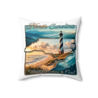 North Carolina Lighthouse Coastal Pillow — From Mountains to Coast Decorative Throw Pillow
