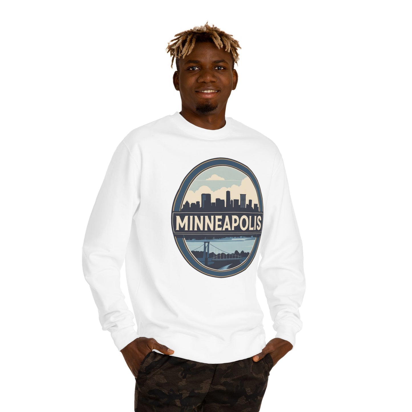 Minneapolis Skyline Crewneck Sweatshirt — Vintage Cityscape Design