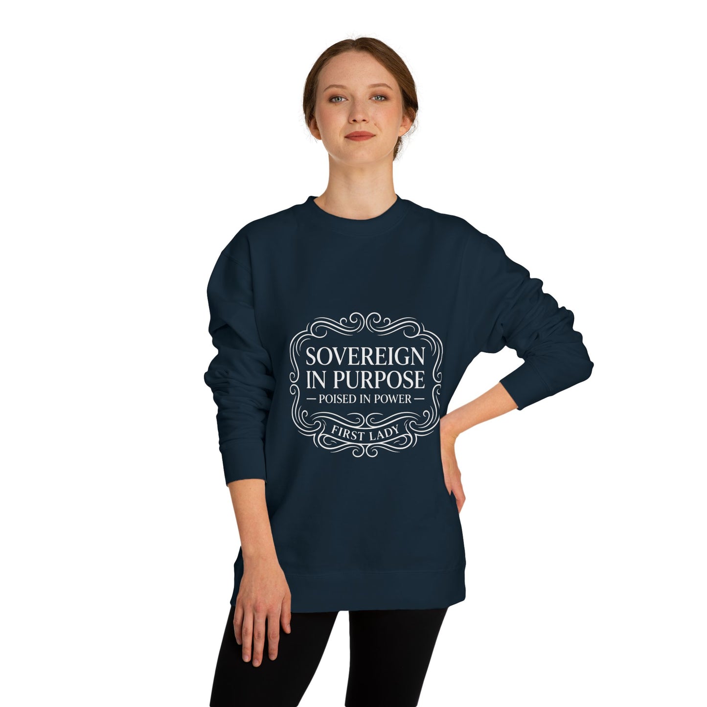 White Crewneck Sweatshirt — Subtle Embossed 'Nowhere to Be Found' Minimal Design