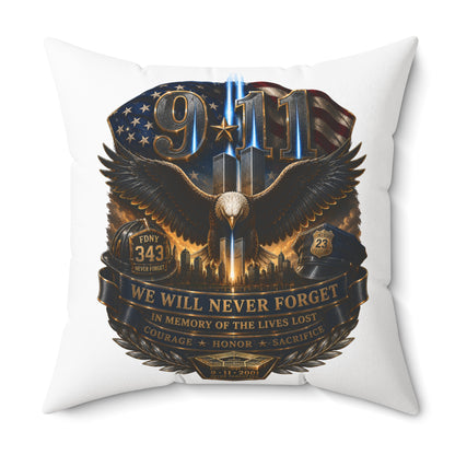 9/11 Memorial Eagle Pillow — "We Will Never Forget" Tribute Accent Pillow