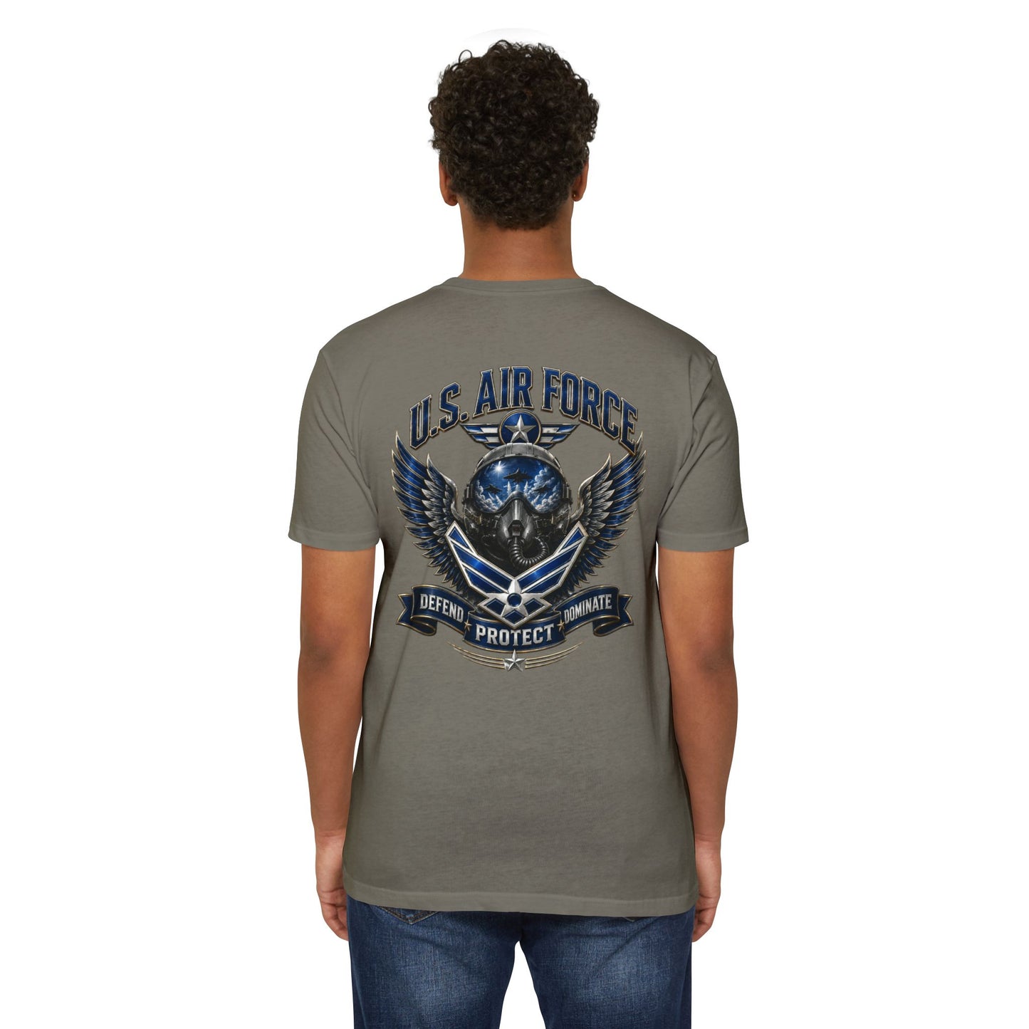 U.S. Air Force Skull Wings T-Shirt — Defend Protect Dominate Military Tee