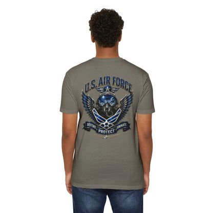 U.S. Air Force Skull Wings T-Shirt — Defend Protect Dominate Military Tee