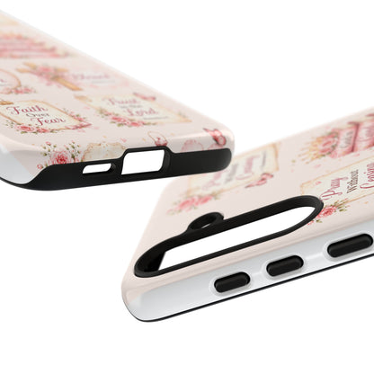Christian Floral Phone Case — "Pray Without Ceasing" Faith Cross Design