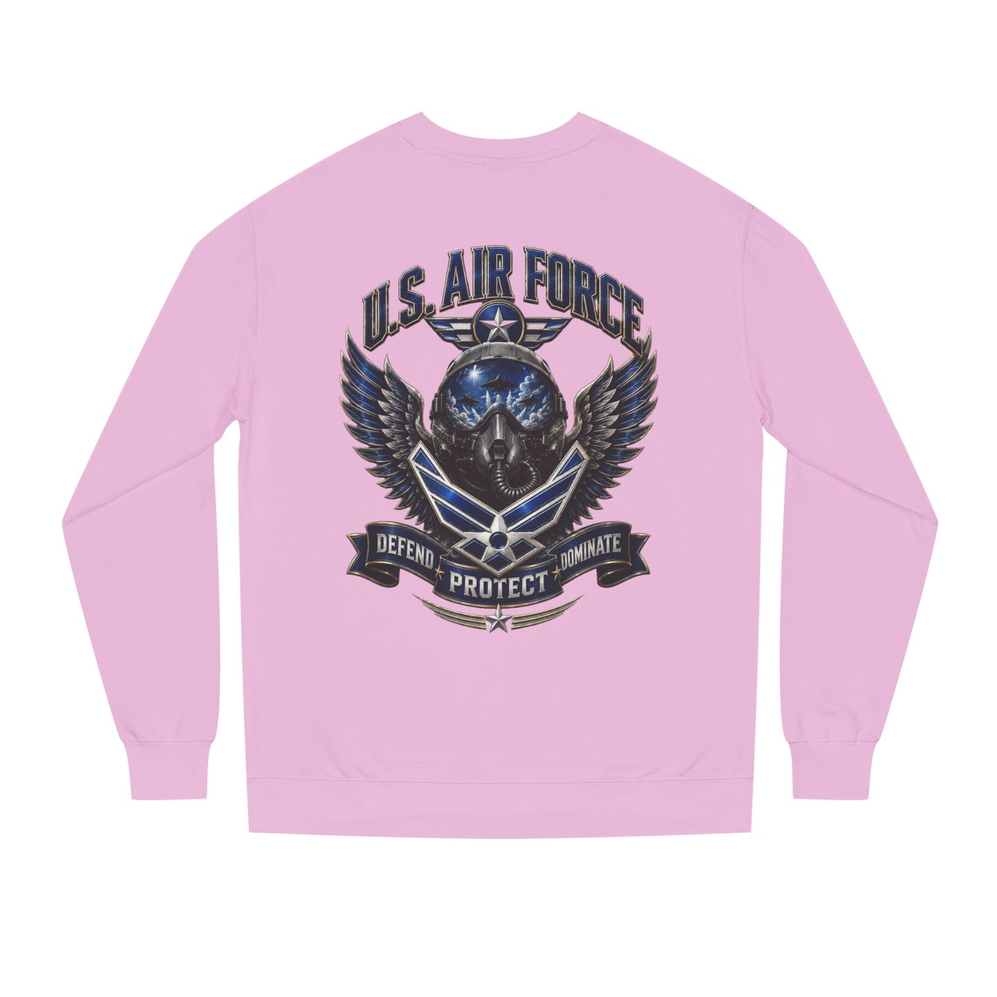 U.S. Air Force Skull Crewneck Sweatshirt — Defend Protect Dominate Tactical Pullover