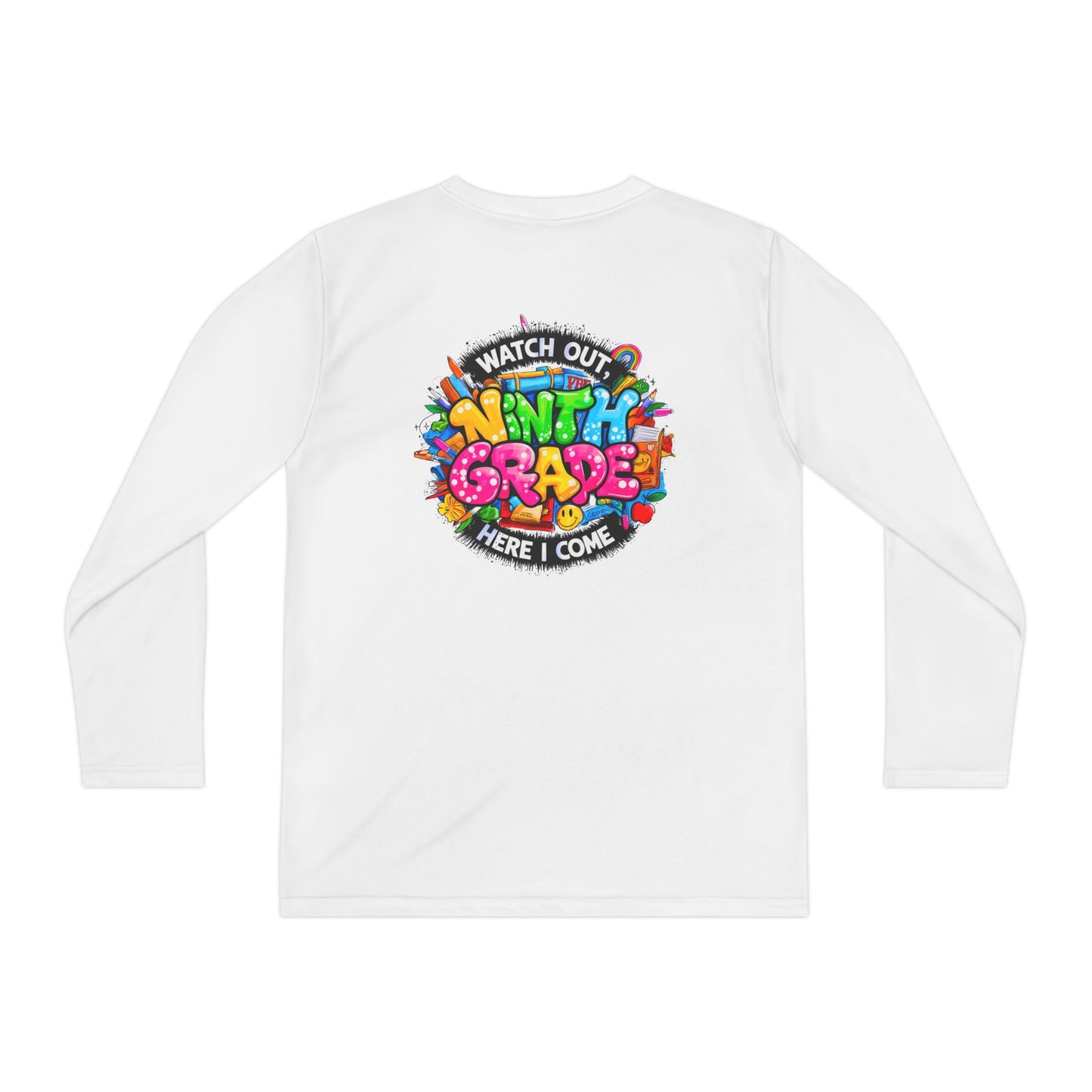 Ninth Grade Crewneck Long Sleeve — "Watch Out Ninth Grade Here I Come" Back-to-School Tee
