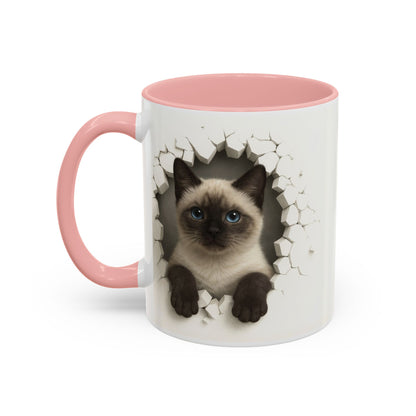 Siamese Cat Peeking Accent Coffee Mug (11/15oz)