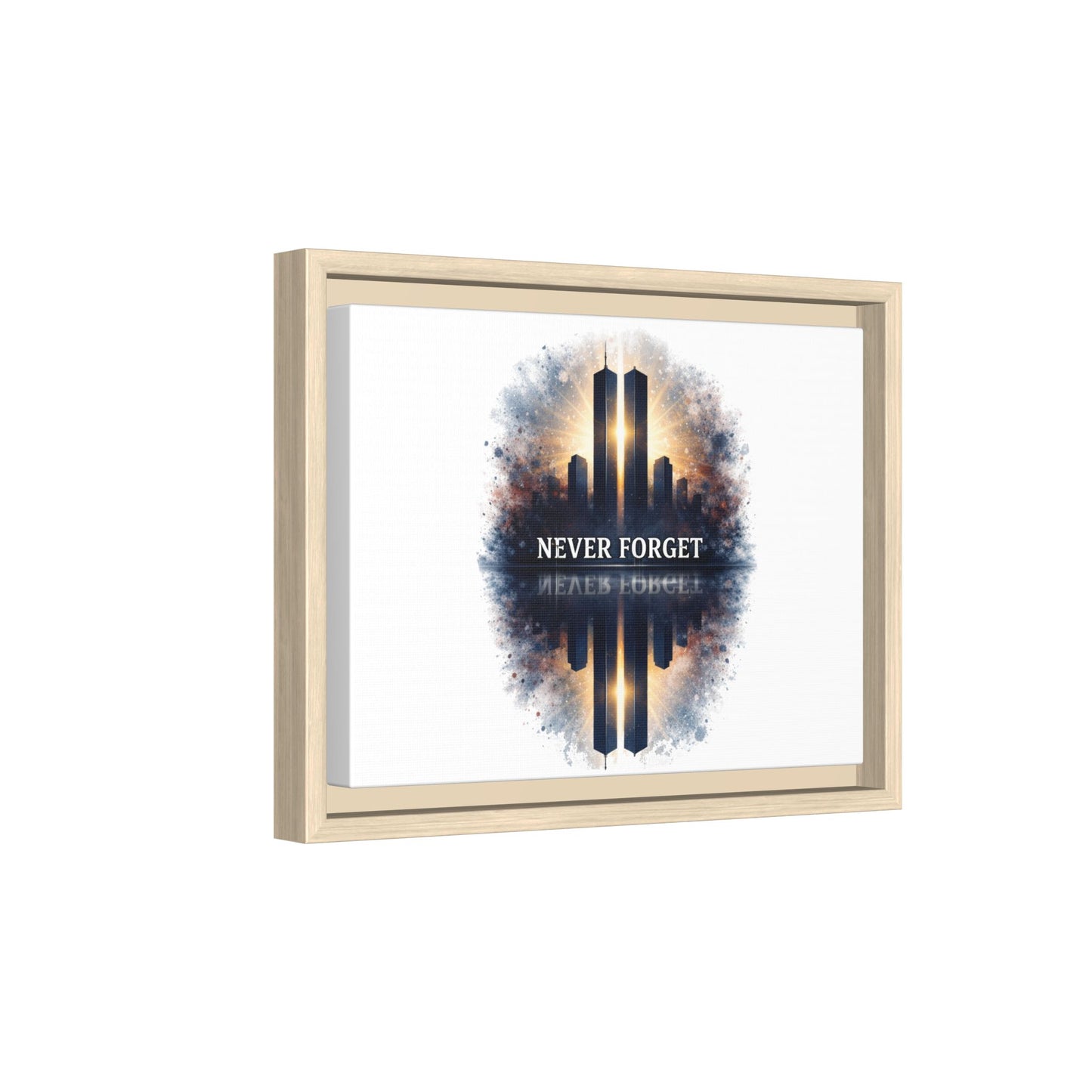 Never Forget Twin Towers Framed Canvas Print