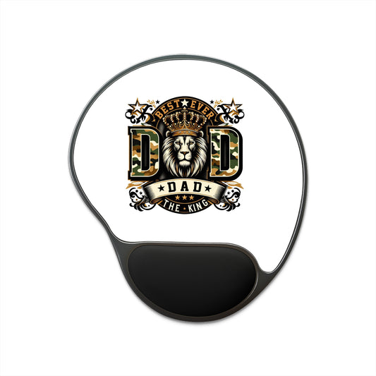 Dad Lion Crown Mouse Pad with Wrist Rest — "Best Ever Dad The King" Gift