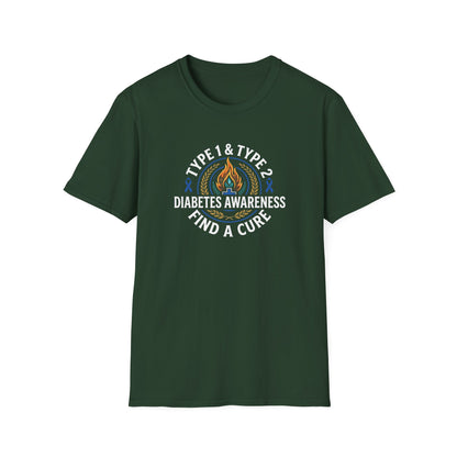 Type 1 & Type 2 Find a Cure Diabetes Awareness T-Shirt