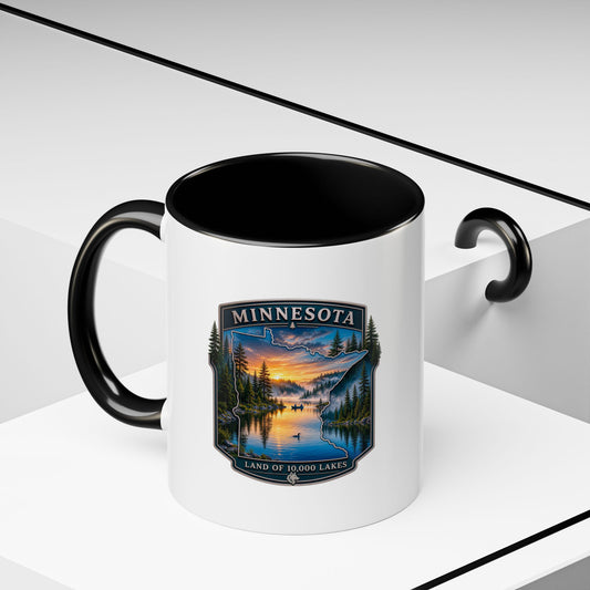Minnesota Lake Sunset Coffee Mug — 'Land of 10,000 Lakes' Accent Mug