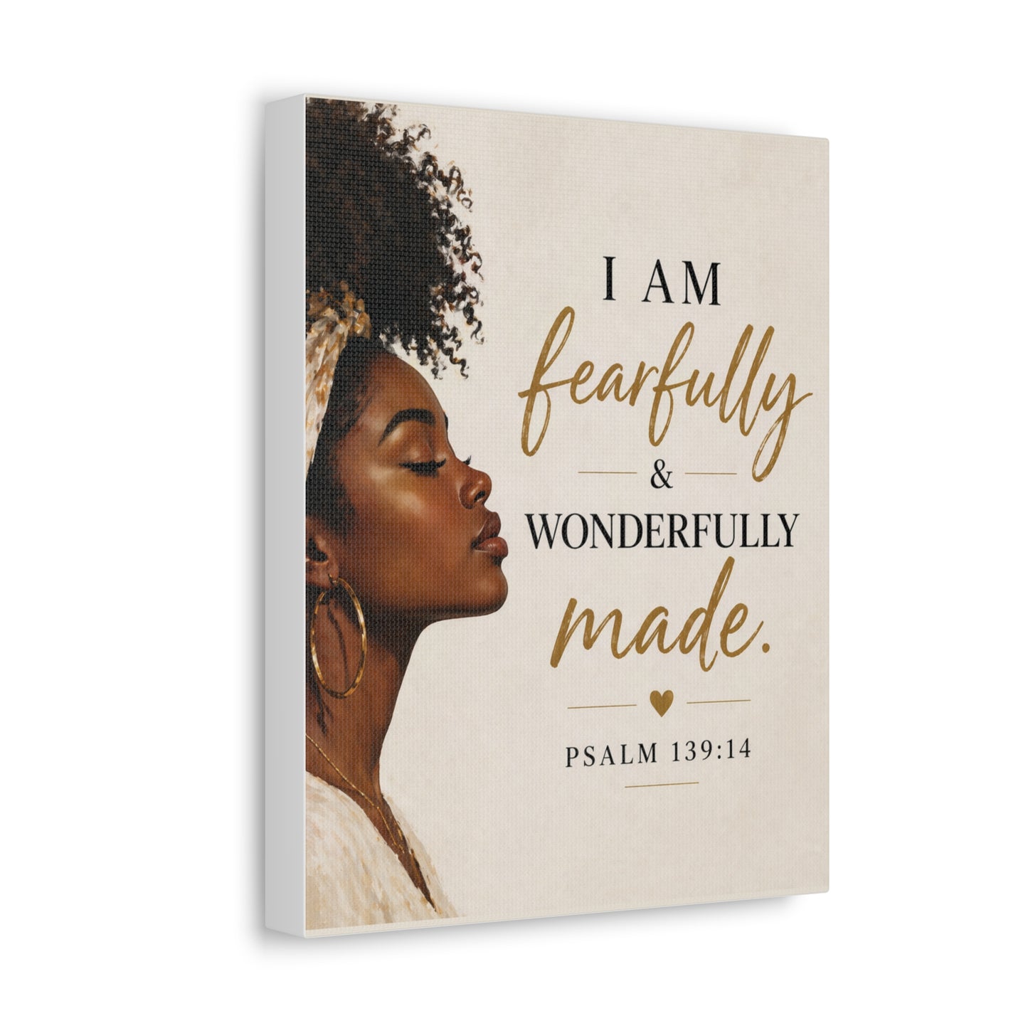 Canvas Wall Art — "I Am Fearfully & Wonderfully Made" Psalm 139:14 Inspirational Portrait