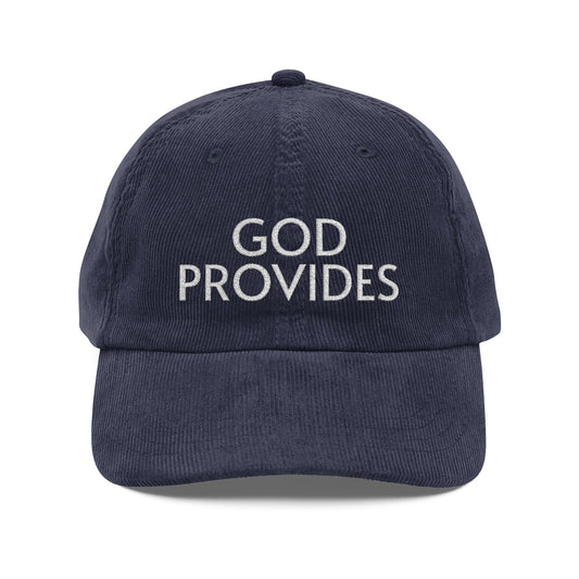 God Provides Embroidered Corduroy Cap — Vintage Rust Baseball Hat