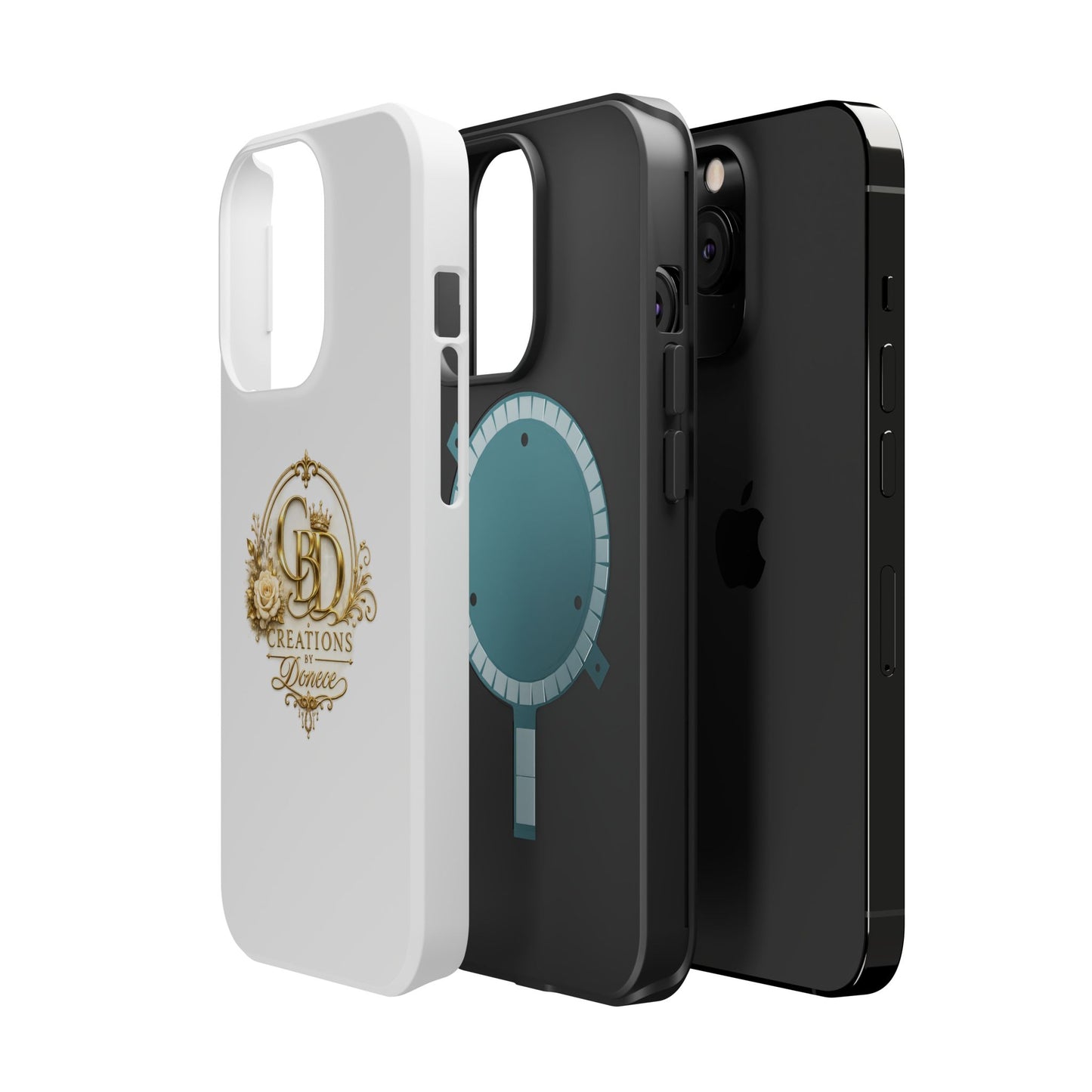 Magnetic Impact-Resistant Phone Case — Gold Floral Crest Logo
