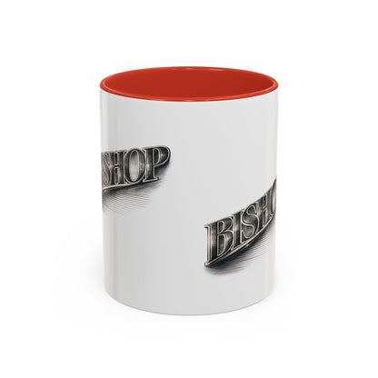 Vintage 'Bishop' Accent Coffee Mug — Retro Metallic Text Ceramic Mug (11/15oz)
