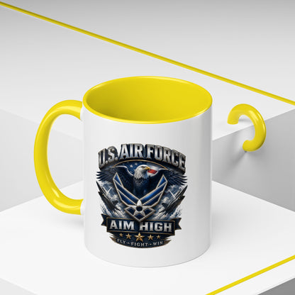 U.S. Air Force Accent Coffee Mug — Aim High Eagle Design (11/15 oz)