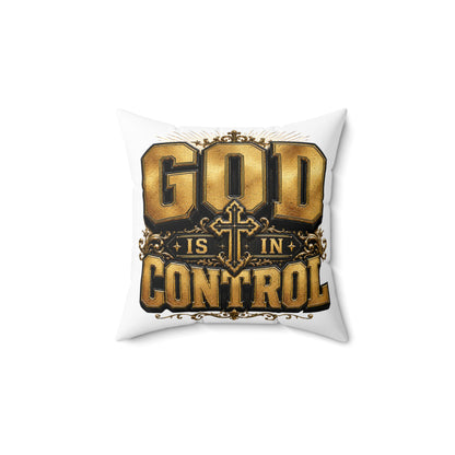 God Is In Control Decorative Pillow — Faith Christian Square Throw Pillow