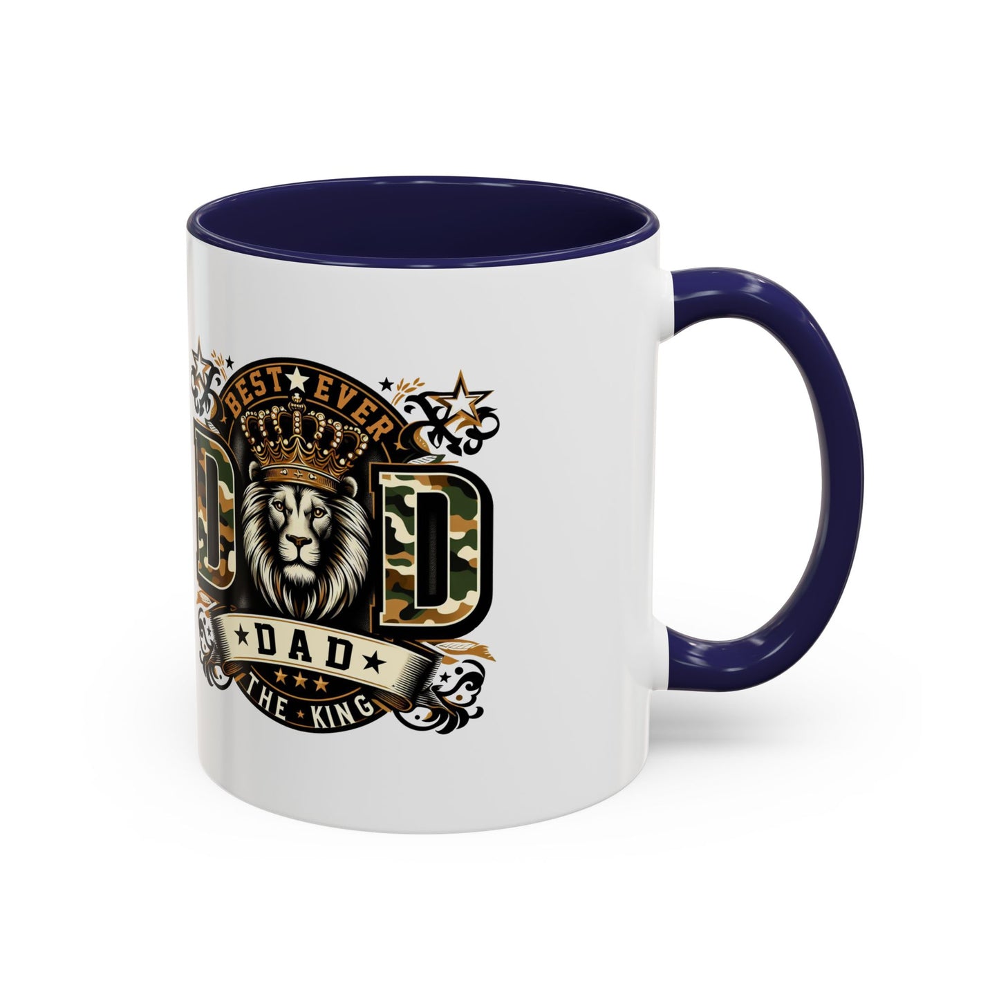 Dad Coffee Mug — "Best Ever Dad" Lion Crest Accent Mug (11/15oz)