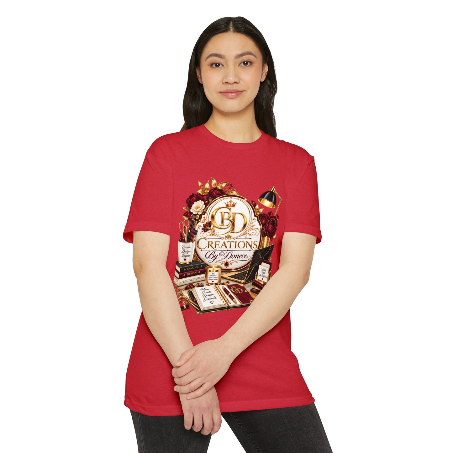 Creations by D’Donne Logo T‑Shirt — Vintage Book & Desk Design