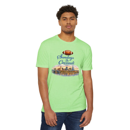 Sundays in Cincinnati Football T-Shirt — City Skyline Game Day Tee