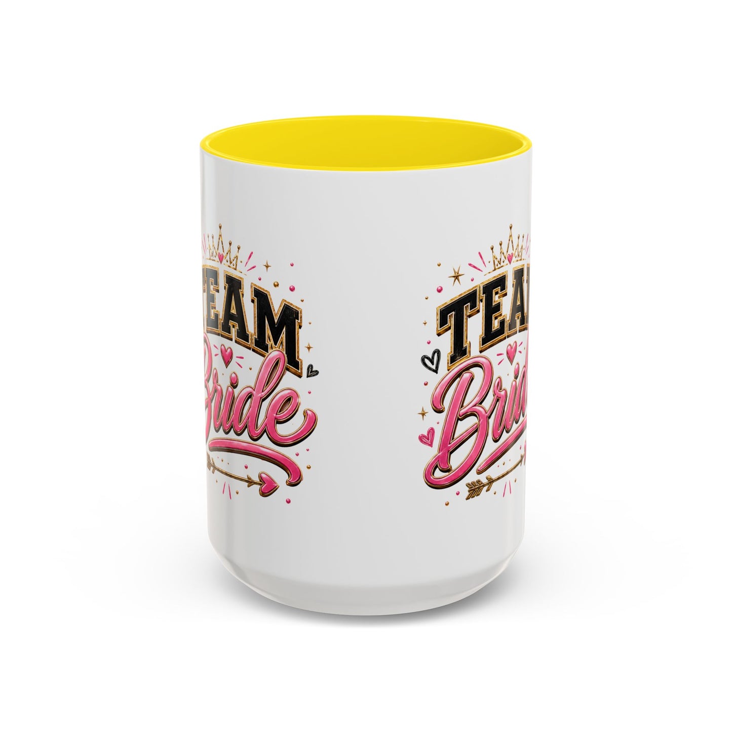 Team Bride Accent Coffee Mug — Pink & Gold Bachelorette Bridal Shower Gift (11/15 oz)