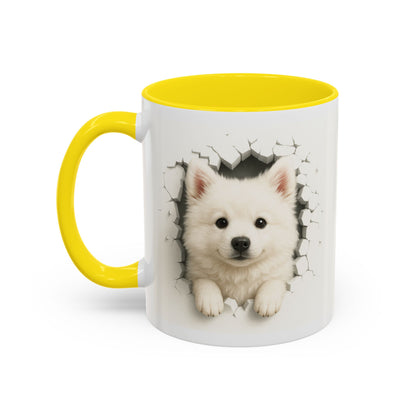 White Samoyed Puppy Accent Coffee Mug — Cute Dog Breakthrough Design (11/15 oz)