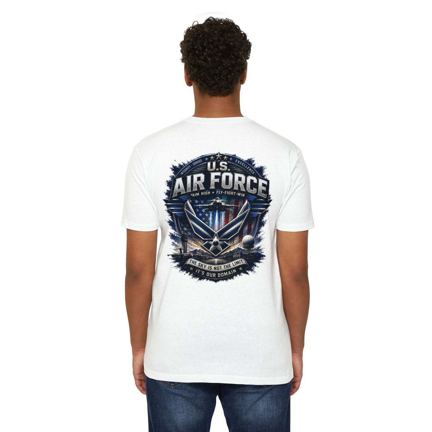 U.S. Air Force Graphic T-Shirt — Military Emblem Tee ("The Sky Is Not The Limit")