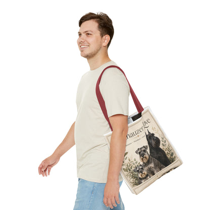 Schnauzer Love Tote Bag — Illustrated Dog Portraits, Miniature Standard Giant