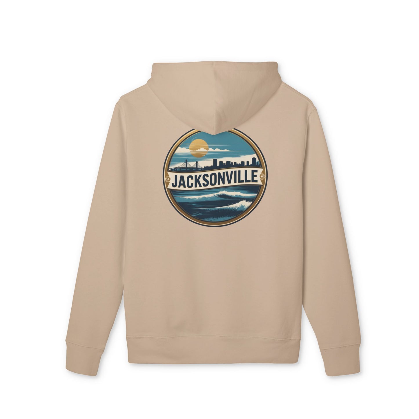 Jacksonville Skyline Hoodie — Vintage Beach Surf Circle Design