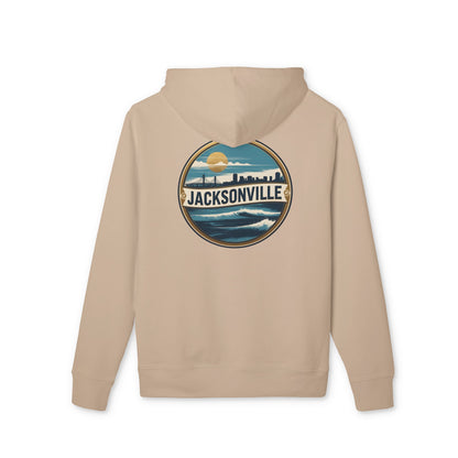 Jacksonville Skyline Hoodie — Vintage Beach Surf Circle Design