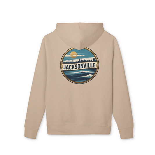 Jacksonville Skyline Hoodie — Vintage Beach Surf Circle Design