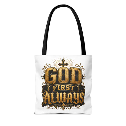 God First Always Tote Bag — Christian Faith Inspirational Canvas Tote