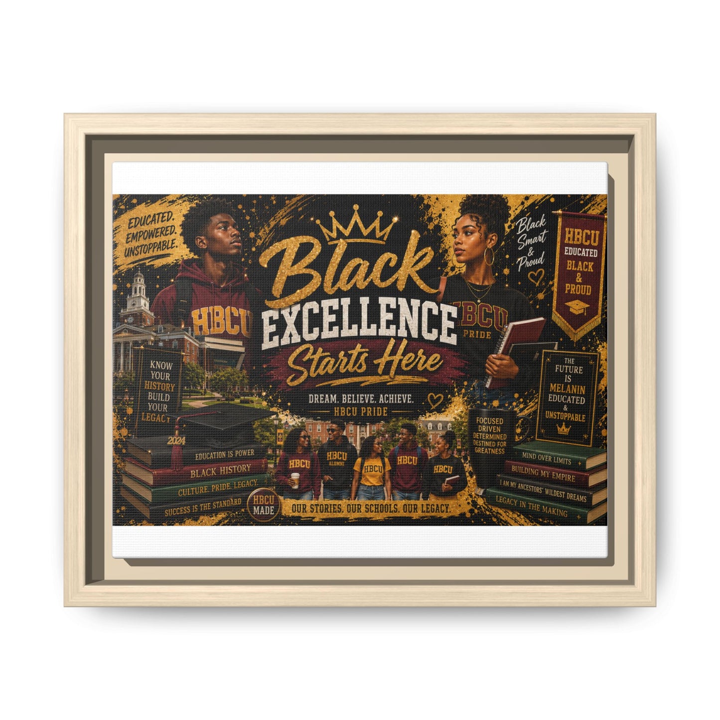 Black Excellence Starts Here Framed Canvas