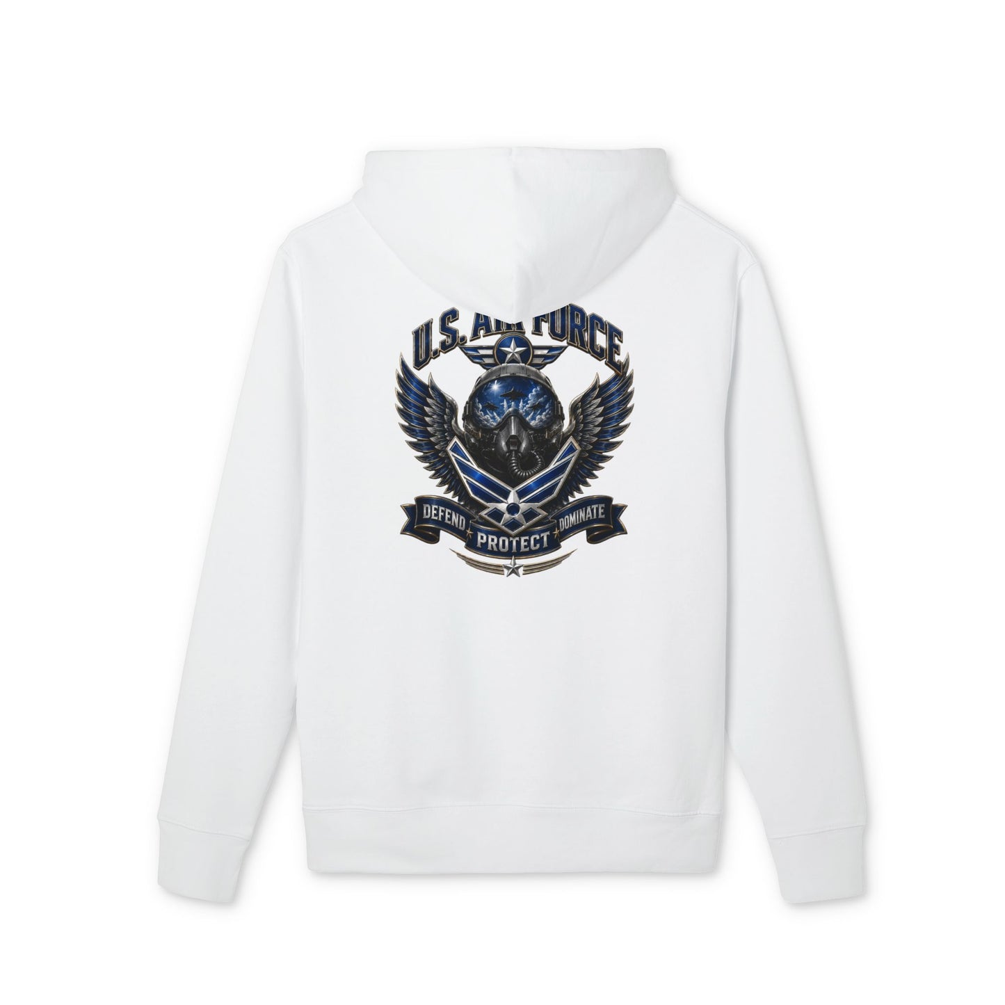 U.S. Air Force Crest Hoodie — "Defend, Protect, Serve" Military Emblem Pullover