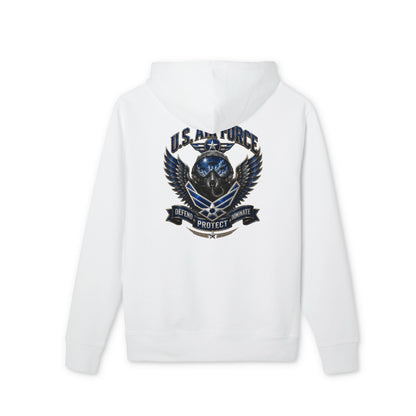 U.S. Air Force Crest Hoodie — "Defend, Protect, Serve" Military Emblem Pullover