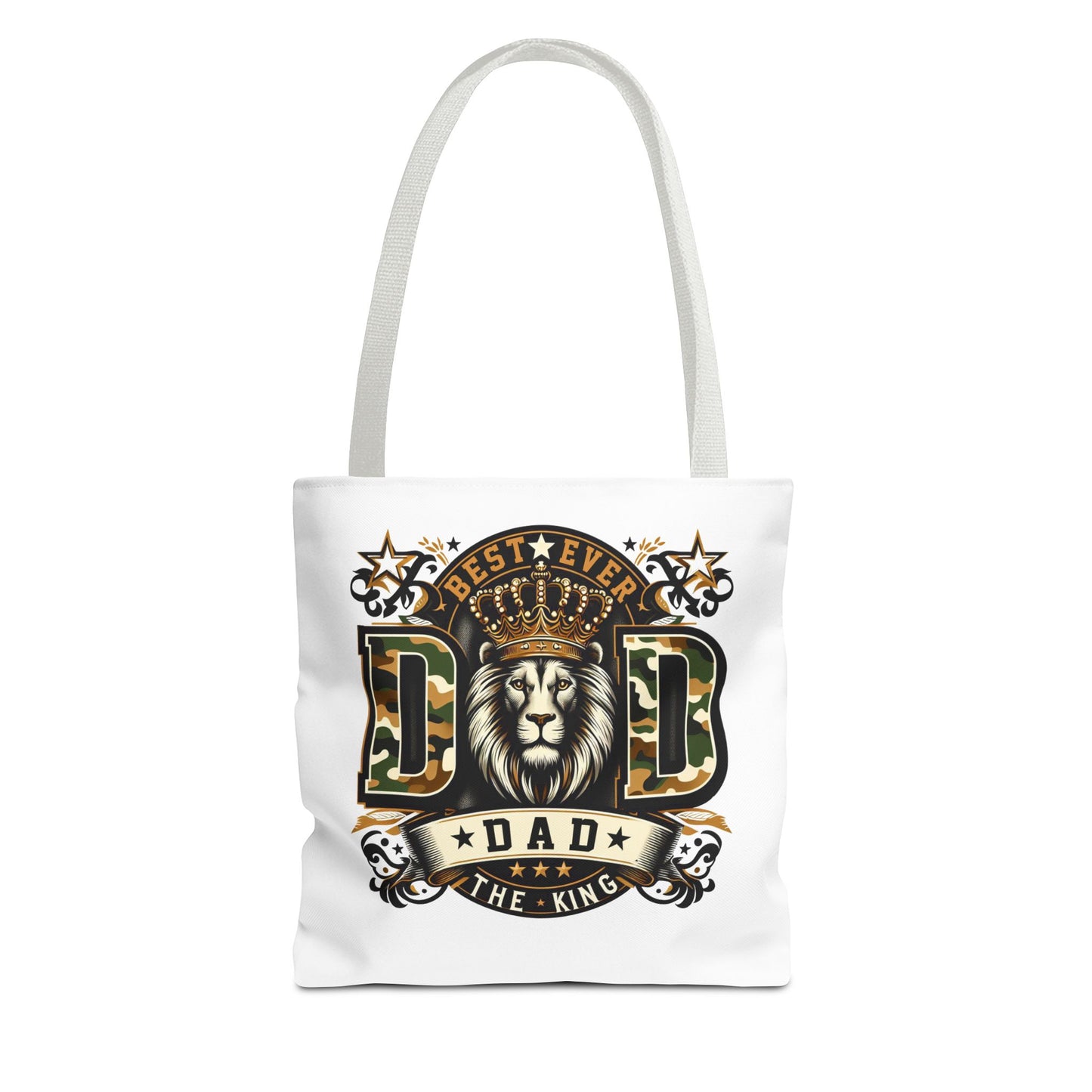 Best Ever Dad Tote Bag — 'Dad the King' Lion Crown Design, Father's Day Gift