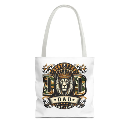 Best Ever Dad Tote Bag — 'Dad the King' Lion Crown Design, Father's Day Gift