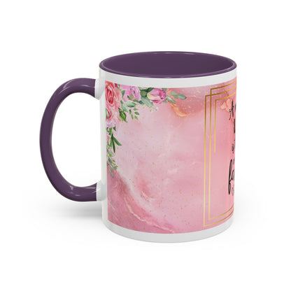 Mother’s Love Accent Coffee Mug — “A Mother's Love is the Heart of the Family” (Pink Floral, 11/15oz)