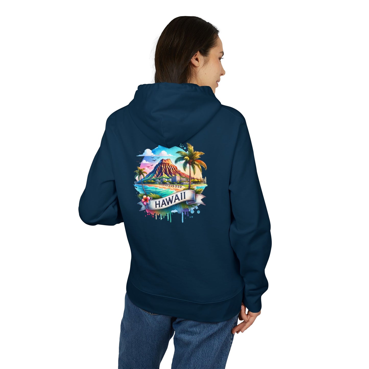 Hawaii Watercolor Hoodie — Tropical Island Palm Beach Pullover