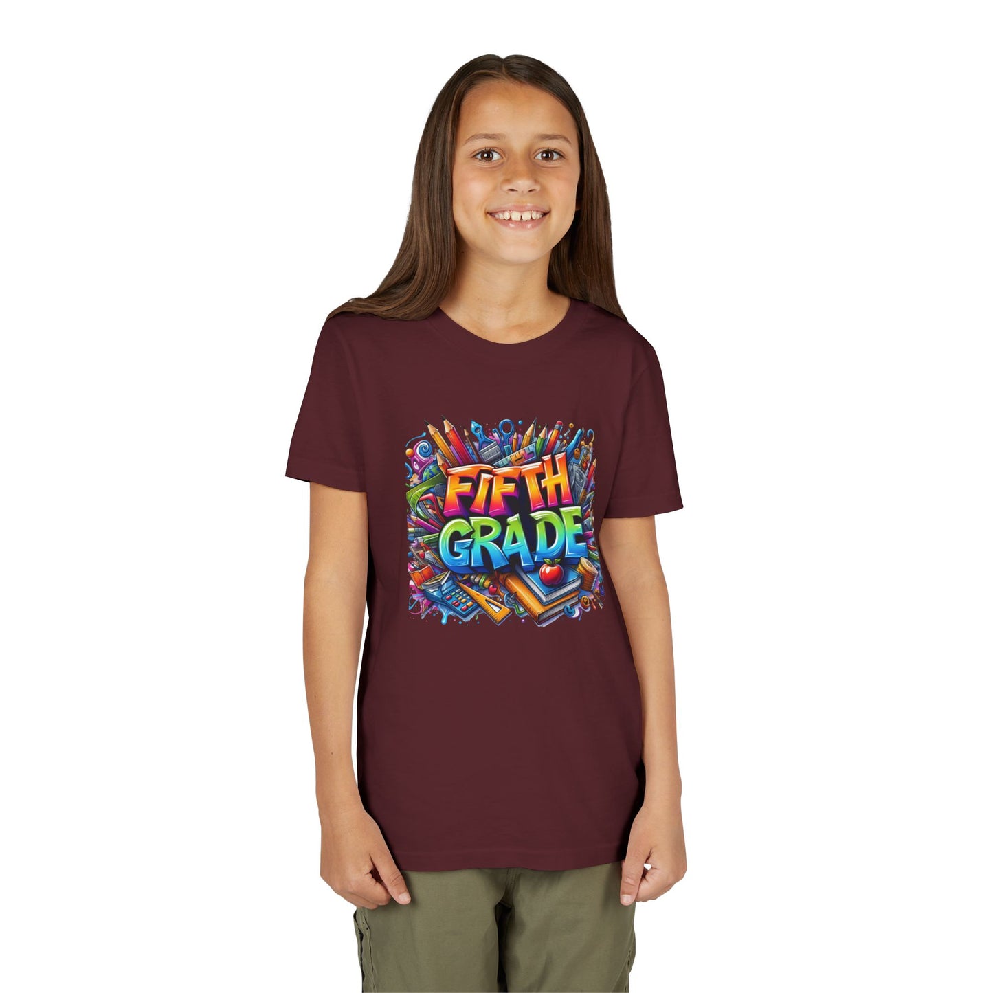 Fifth Grade Kid's Tee - Colorful School Supplies Back to School T-Shirt