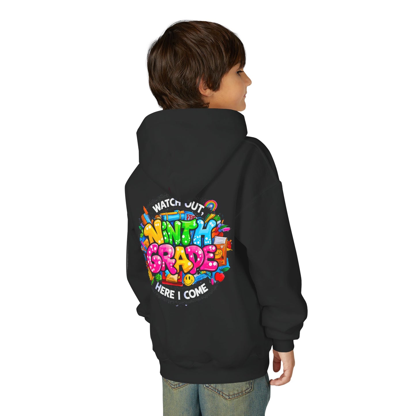 Kids' 4th Grade Hoodie – "Watch Out 4th Grade Here I Come" Colorful Back-to-School Sweatshirt