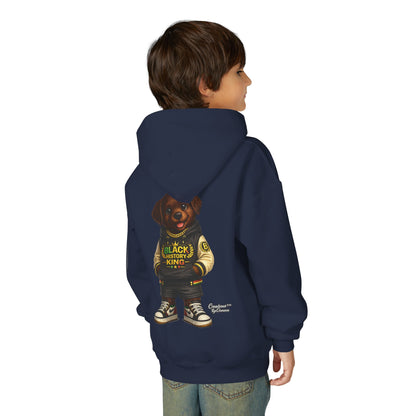 Youth Hoodie — 'Black History Kid' Puppy Graphic Sweatshirt