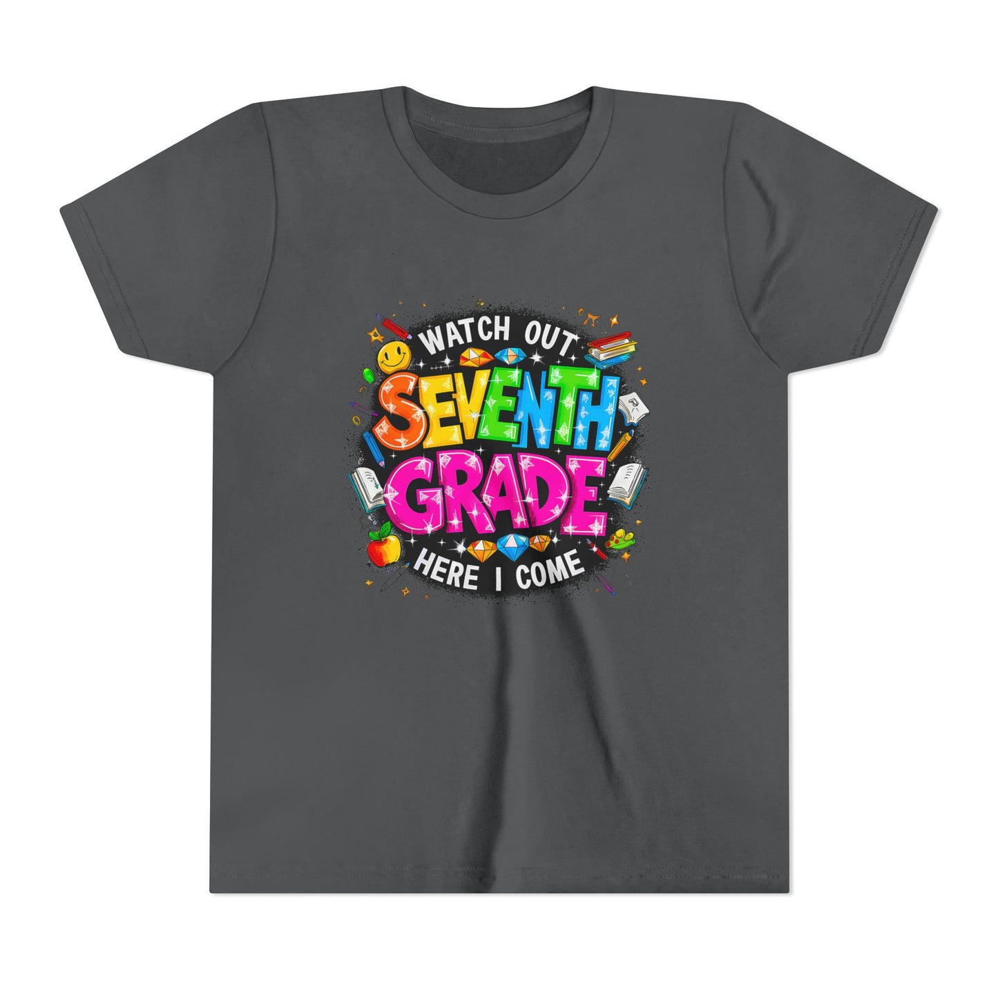 Seventh Grade Kids T-Shirt – “Watch Out Seventh Grade Here I Come” Back-to-School Tee