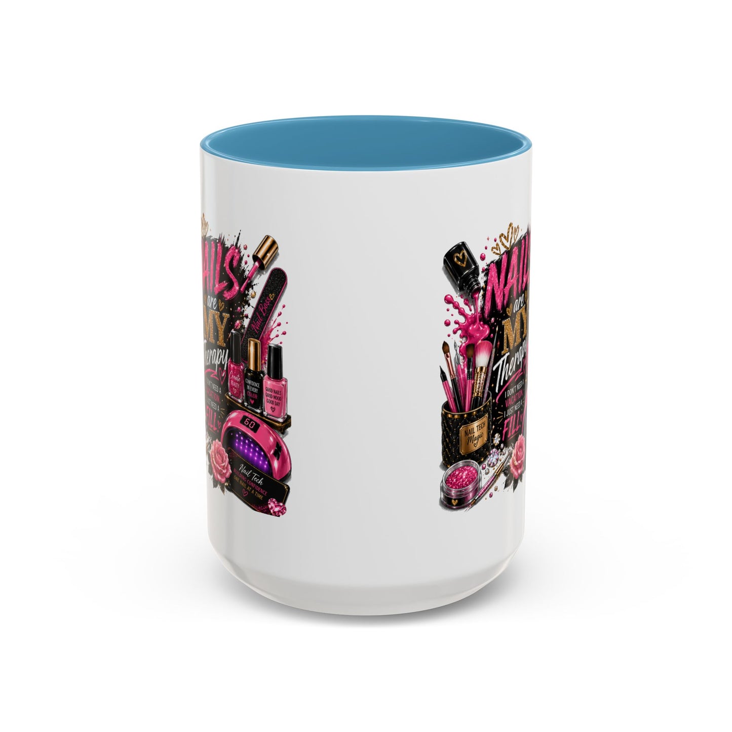 Coffee Mug — "Nails Are My Therapy" Pink Nail Tech Gift