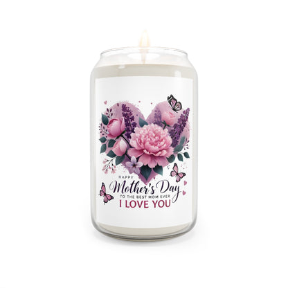 Mother’s Day Scented Soy Candle 13.75oz — “Happy Mother’s Day To The Best Mom Ever I Love You” Floral Jar