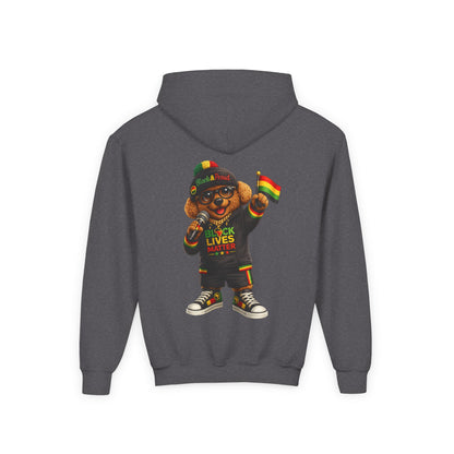 Youth Hoodie — Black Lives Matter Rasta Bear Kids Pullover